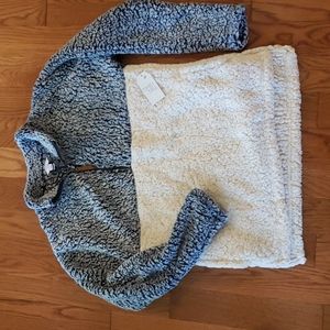 Time and Tru quarter zip pull over blue/oatmeal size small